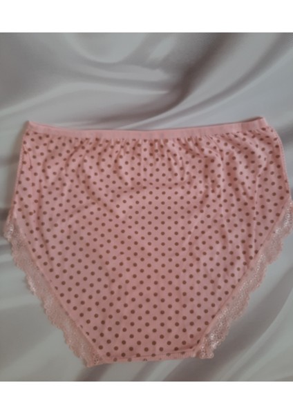 Pembe Puantiyeli Yüksek Bel Büyük Beden Tutku %100 Pamuk Kadın Bato Rahat Kullanışlı Külot