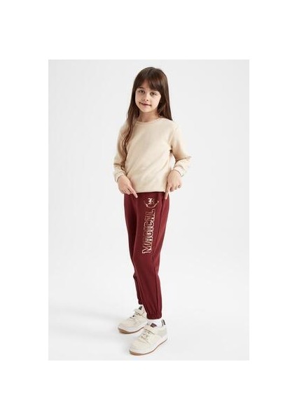 Kız Çocuk Jogger Eşofman Altı Pamuklu Slogan Baskılı Esnek Belli 100% Pamuk fırsatları