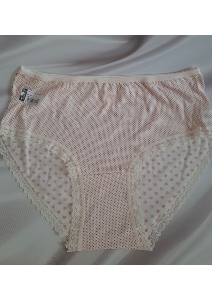 Krem Üzerine Kırmızı Puantiyeli %100 Pamuk Yüksek Bel Büyük Beden Tutku Bato Kadın Külot fiyatları