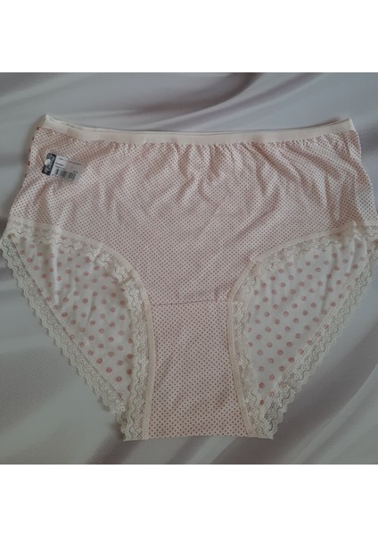 Krem Üzerine Kırmızı Puantiyeli %100 Pamuk Yüksek Bel Büyük Beden Tutku Bato Kadın Külot fırsatları