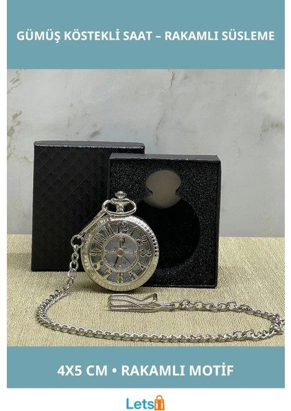 Özel Kutulu Rakamlı Gümüş Köstekli Saat