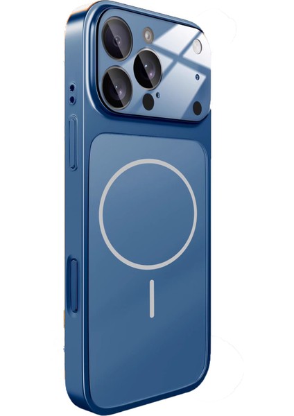 iPhone 15 Uyumlu 17 Pro Max Görünümlü Kamera Koruma Magsafe Şarj Özellikli Glass Telefon Kılıfı
