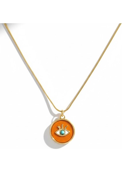 Çelik Turuncu Kolye Yılan Zincir Takı