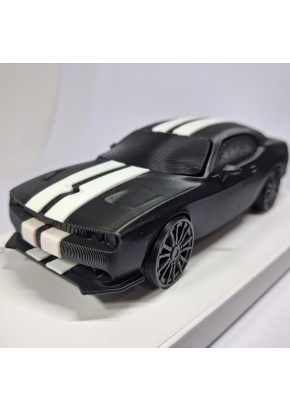 3D Baskı Dekoratif Spor Araba Modeli – Siyah/beyaz Çizgili – Koleksiyonluk Masaüstü Maket Oyuncak modelleri