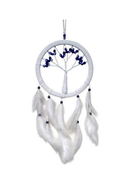 Beyaz Kuş Tüylü Cam Nazar Boncuklu Hayat Ağacı Duvar Dekoru modelleri