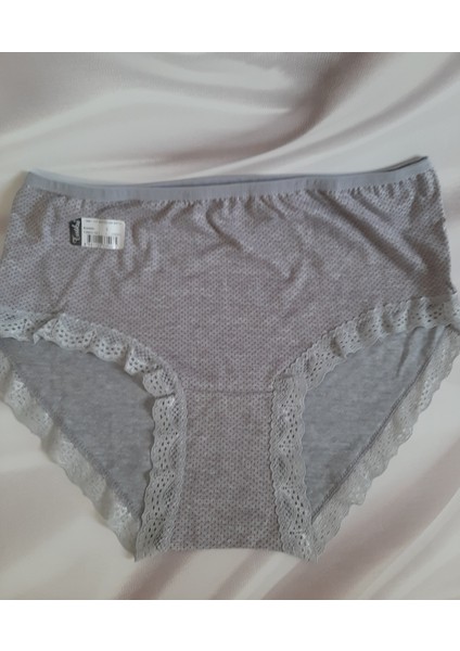 Gri Kırmızı Puantiyeli %100 Pamuk Yüksek Bel Tutku Bato Kadın Külot Büyük Beden modelleri