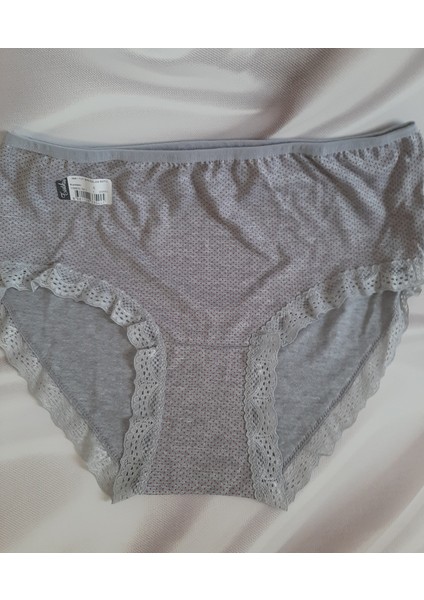 Gri Kırmızı Puantiyeli %100 Pamuk Yüksek Bel Tutku Bato Kadın Külot Büyük Beden fırsatları