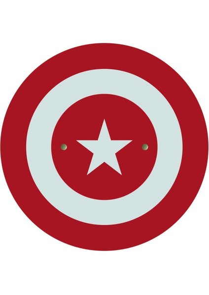 Ahşap Kalkan, Kaptan Teması, Kırmızı Yıldızlı Dekorasyon Parçası