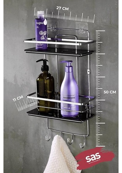Haus Yapışkanlı Ömür Boyu Paslanmaz Kristal Ayarlanabilir Raf Banyo Düzenleyici Şampuanlık Lş-02 Kskk fiyatları