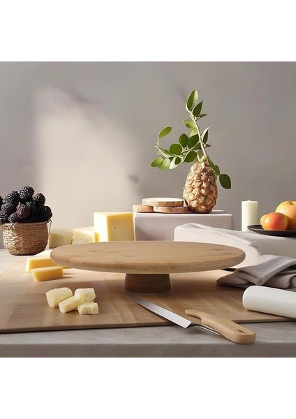 Ayaklı Yüksek Bambu Sunum Tabağı | Yükseltici Ayaklı Bambu Sunum Tepsisi – Doğal, Şık ve Dayanıklı (28CM*28CM*6CM)