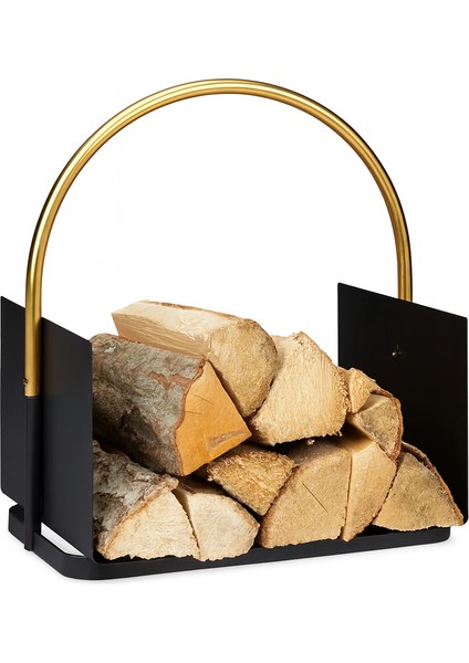 Gold Premium Metal Saplı Metal Odunluk Standı-Firewood Rack Basket