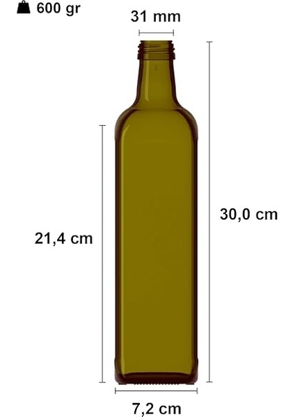 1000 ml Yeşil Maraska Yağdanlık Kapaklı ve Kapüşonlu 1000 cc Köşeli Cam Şişe 2 Adet fiyatları