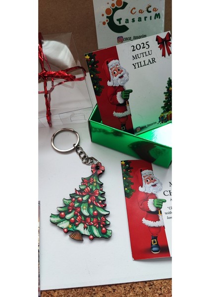 Yılbaşı Temalı Ahşap Figürler, Anahtarlık ve Çanta Süsü Seti, Kutulu, 15 Adet modelleri