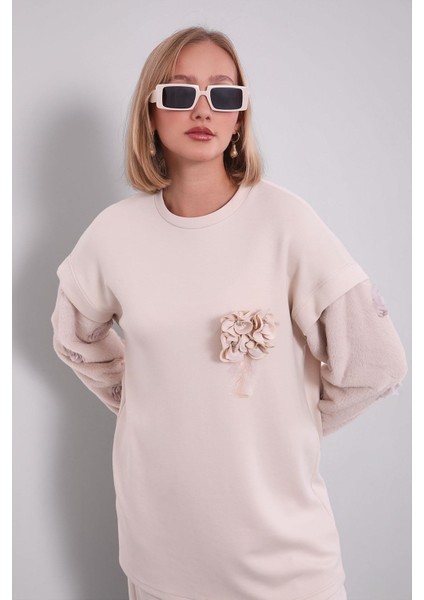 Krem Kürk Kol Detaylı Ikili Takım fırsatları