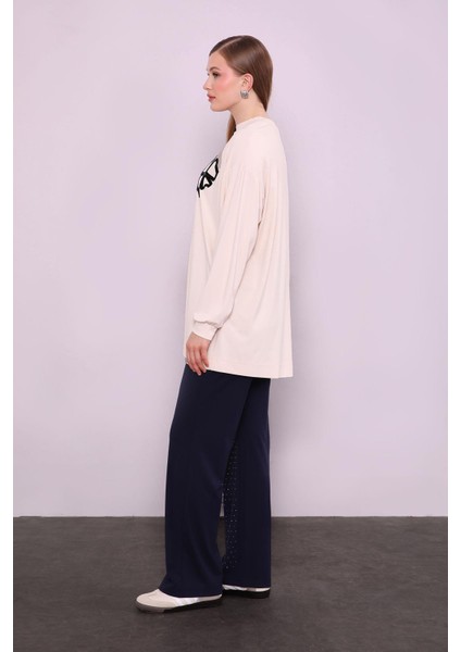 Bej Taş Baskılı Ikili Takım modelleri