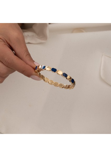 Lacivert Mineli 14 Ayar Altın Kelepçe fiyatları