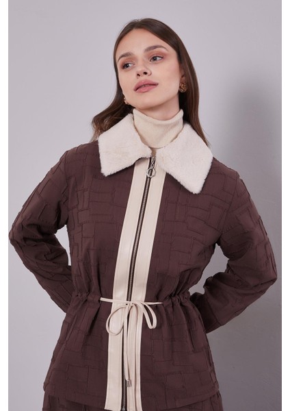 Kahve Kendinden Desenli Etek Takım fırsatları