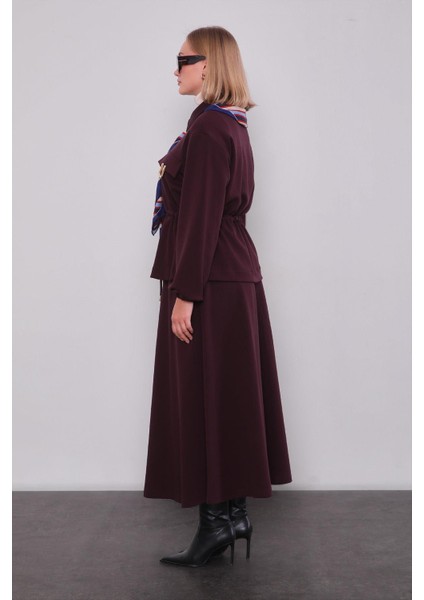 Bordo Gold Fermuar Detaylı Etek Takım fiyatları