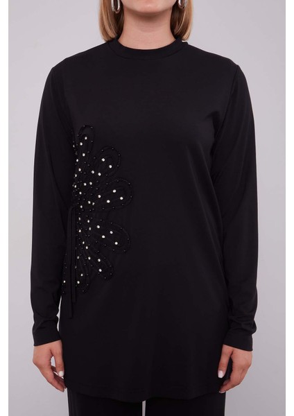 Lacivert Kenar Desen Detaylı Taşlı Ikili Takım fırsatları