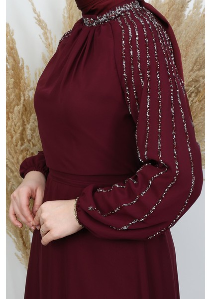 Semra Tesettür Elbise Koyu Bordo modelleri
