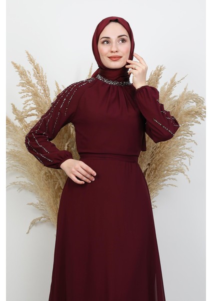 Semra Tesettür Elbise Koyu Bordo indirimleri