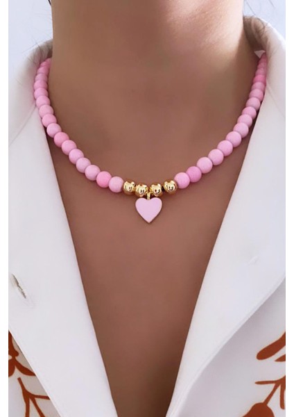 Kalp Uçlu Cam Boncuk Kolye