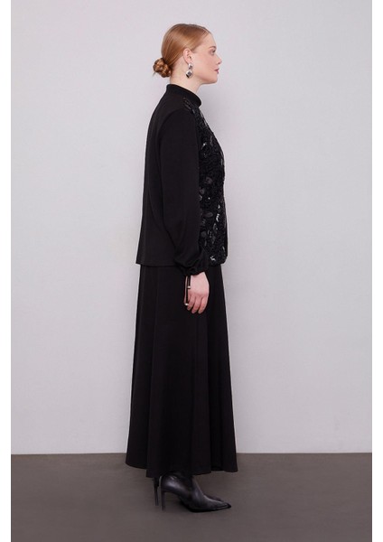 Siyah Dantelli Payet Detayı Etek Takım fiyatları