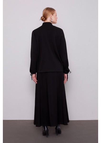 Siyah Dantelli Payet Detayı Etek Takım