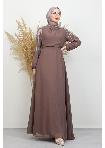 Semra Tesettür Elbise Gül Kurusu