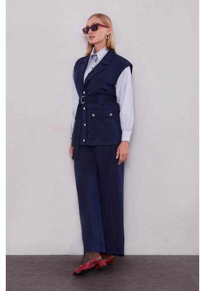 Lacivert Metal Kuşak Detaylı Ikili Takım fiyatları