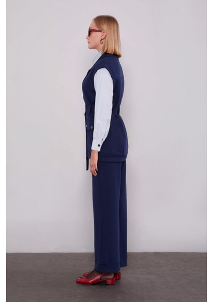 Lacivert Metal Kuşak Detaylı Ikili Takım modelleri