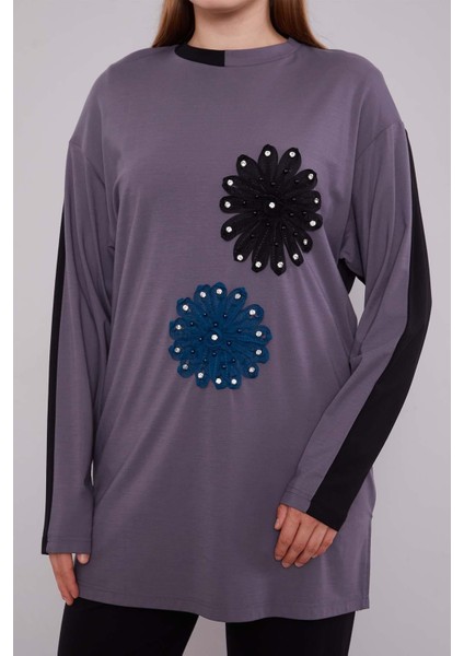 Siyah-Antrasit Çift Çiçek Motifli Ikili Takım fırsatları