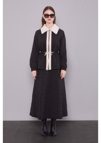 Siyah Kendinden Desenli Etek Takım fiyatları