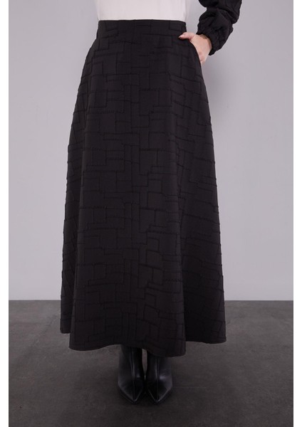 Siyah Kendinden Desenli Etek Takım indirimleri