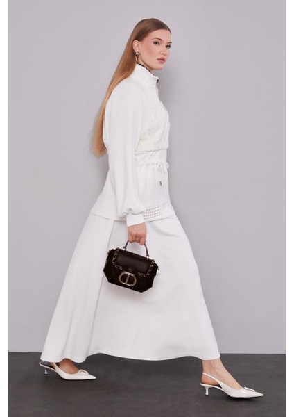 Ekru Belden Bağlamalı Etek Takım fiyatları