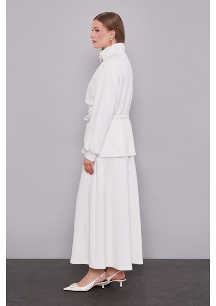 Ekru Belden Bağlamalı Etek Takım fırsatları