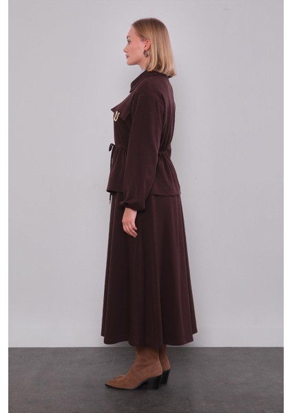 Acı Kahve Gold Fermuar Detaylı Etek Takım fiyatları