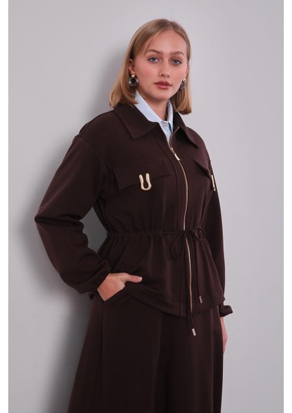 Acı Kahve Gold Fermuar Detaylı Etek Takım fırsatları