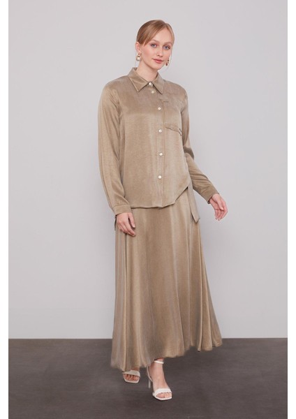 Haki Çapraz Düğme Detay Cupra Etek Takım fiyatları