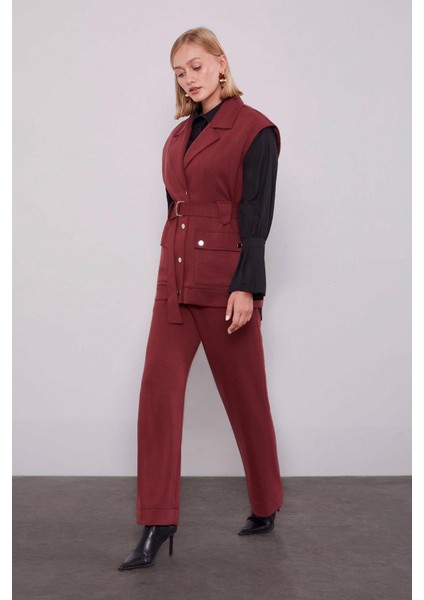 Bordo Metal Kuşak Detaylı Ikili Takım fiyatları