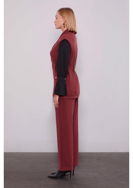 Bordo Metal Kuşak Detaylı Ikili Takım modelleri