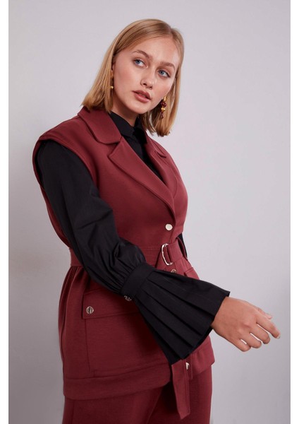 Bordo Metal Kuşak Detaylı Ikili Takım fırsatları