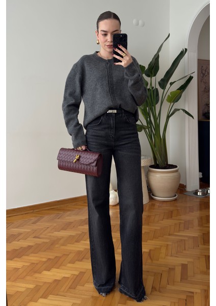 Paçası Pis Dikişli Jean Tasarım Jean- Füme fırsatları