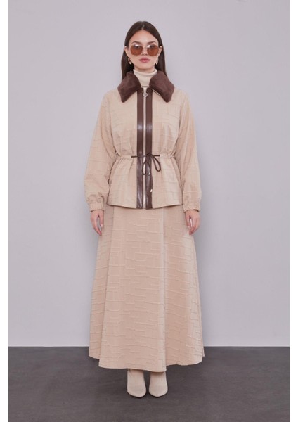 Bej Kendinden Desenli Etek Takım fiyatları