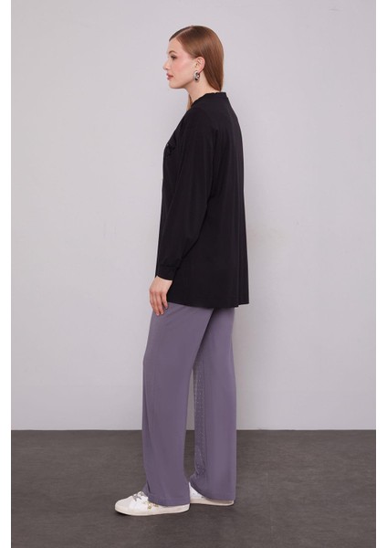 Siyah Taş Baskılı Ikili Takım modelleri