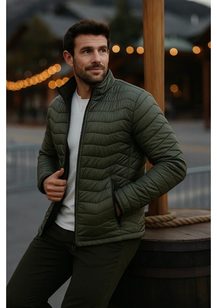 Erkek Trend Premium Haki Şişme Mont