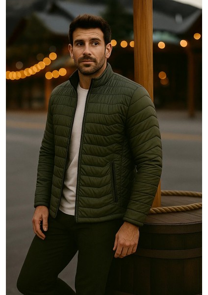 Erkek Trend Premium Haki Şişme Mont modelleri