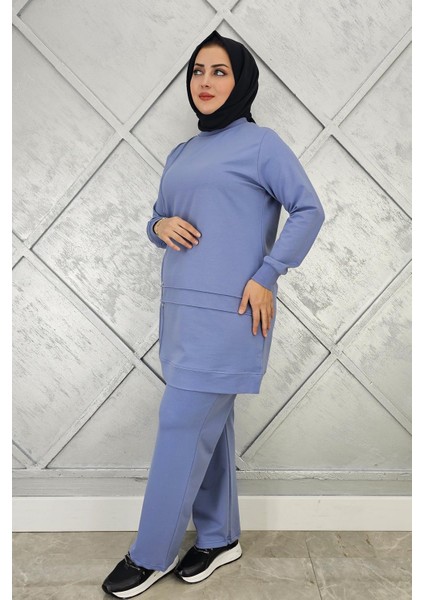 Kadın Taş Detaylı Nervür Dikim Tesettür Takım