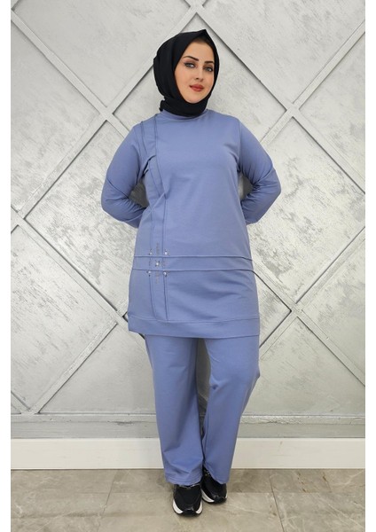 Kadın Taş Detaylı Nervür Dikim Tesettür Takım fiyatları