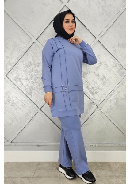 Kadın Taş Detaylı Nervür Dikim Tesettür Takım modelleri